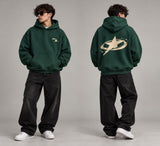 Hoodie Oversize Étoile – Vert Forêt