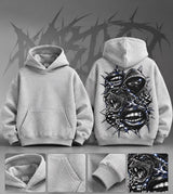 Hoodie Oversize Panthère Chrome – Gris Chiné