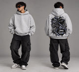 Hoodie Oversize Panthère Chrome – Gris Chiné